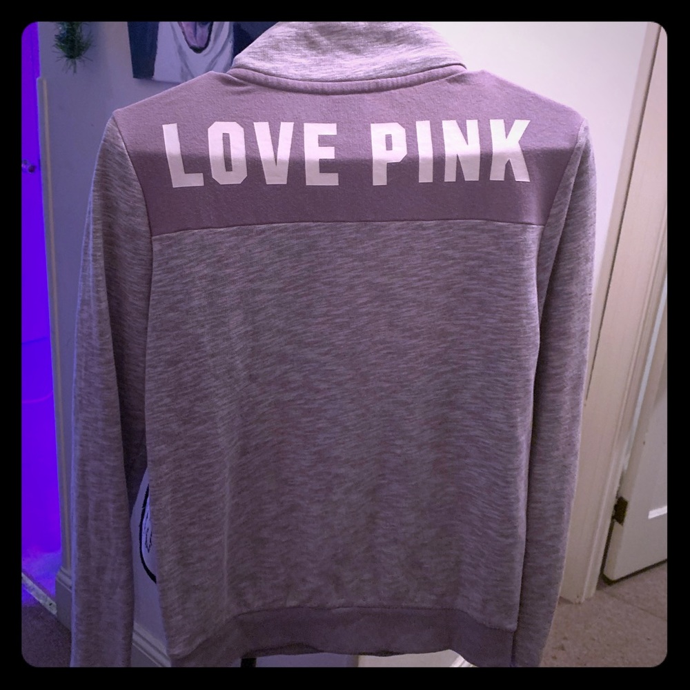 PINK gray and purple quarter zip, XS/S, EUC